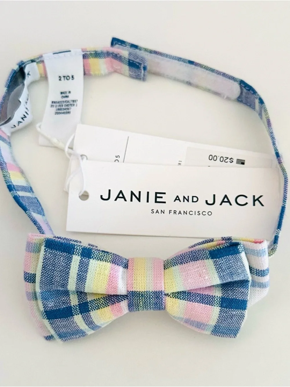 Janie and Jack Pastel Plaid & Mustard Car Bow Tie Set